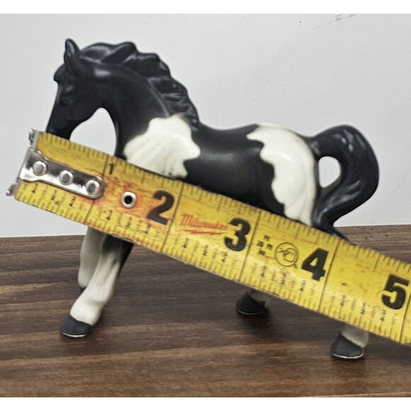 Vtg Enesco Porcelain E-3295 Black White Painted Pony Figurine 4.5"x4" Japan - Picture 9 of 10